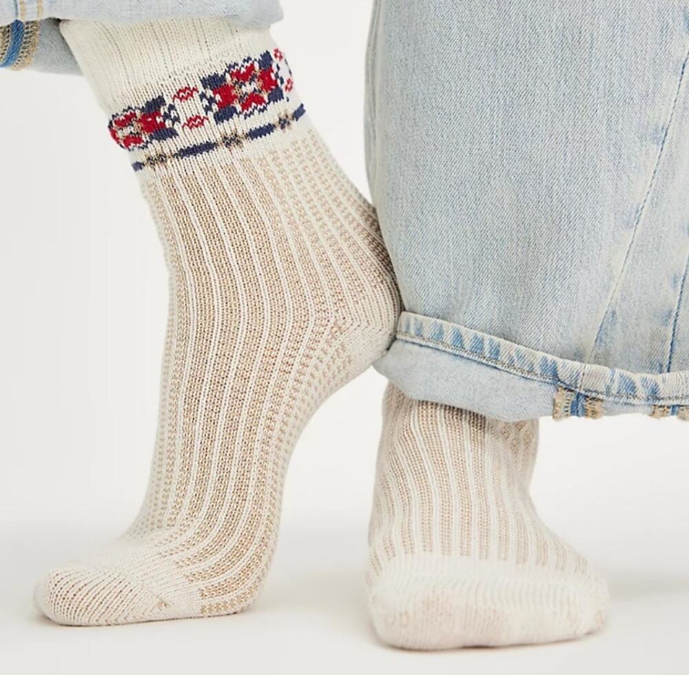 NWT Free People Mosaic Socks | White Combo | One Size